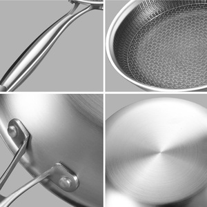 High Quality 304 Stainless Steel Honeycomb Frying <b>Pan</b> Tri-ply Hybrid Bottom Induction Compatible Non-stick Skillet for Kitchen - Product Image 5