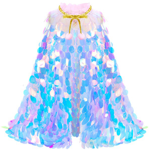 Capas <span class=keywords><strong>de</strong></span> Sirena con Lentejuelas para Niñas, Capa Brillante para Disfraces <span class=keywords><strong>de</strong></span> Halloween y Fiestas <span class=keywords><strong>de</strong></span> Cumpleaños - Product Image 6