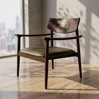 Fauteuil lounge en bois massif de frêne, finition pore ouvert, sculpté, style organique, design moderne du milieu du siècle, pour architecte d'intérieur