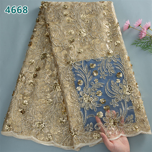 Tissu en dentelle de tulle africain bleu roi en gros avec paillettes 2025 – Dentelle filet française de haute qualité pour robes de soirée femme 4668 - Product Image 2