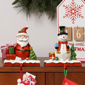 Ornement de cheminée de Noël Père Noël et Bonhomme de neige, sculpture en résine époxy pour la décoration de la maison - Product Image 3