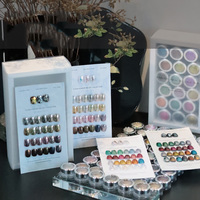 Ensemble de 24 poudres magiques effet miroir Aurora, 70 couleurs, ensemble de poudres acryliques, affichage des couleurs, pigment doux, poudre chromée, vente en gros, emballage en boîte cadeau
