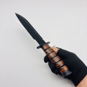 Cuchillo Táctico de Supervivencia de Grado Industrial con Mango de Cuero Antideslizante, Hoja de Acero Inoxidable para Campamento al Aire Libre, Fija y Dentada - Product Image 2