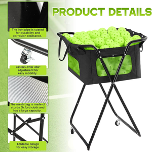 Cesta Portátil de Alta Calidad para Pelotas de Tenis y Pickleball, Capacidad para <span class=keywords><strong>140</strong></span> Pelotas de Pickleball y 175 Pelotas de Tenis, Duradera y Personalizable para Entrenamiento - Product Image 4