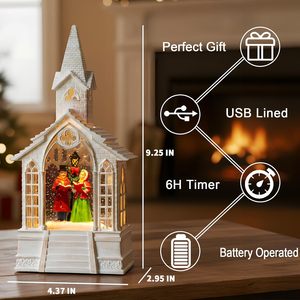 ของขวัญคริสต์มาส บ้านซานต้า โคมไฟคริสตัลตกแต่งพร้อมกล่องดนตรีหิมะ - Product Image 6