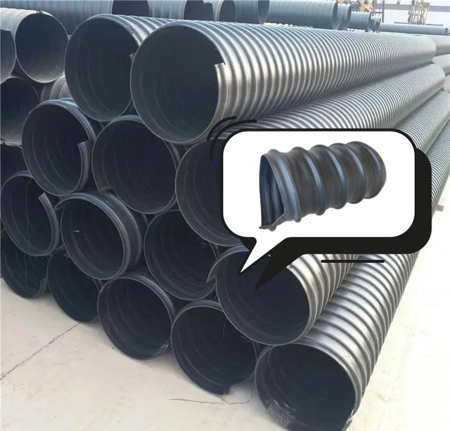 Large Diameter  Strip Reinforced High Pressure Durable HDPE Drainage Pipe SN8 SN16 Underground Municipal Sewage Water