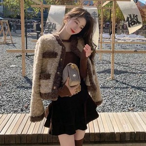 Women's Short Fur Jacket Apricot Loose Fit Warm Coat Autumn Winter 2025 - Product Image 3