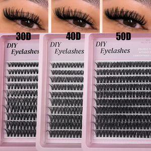 Extensions <span class=keywords><strong>de</strong></span> cils DIY, logo personnalisé, marque privée, cils en grappe segmentés DIY, 10 rangées, 200 pièces, cils en grappe 30D 40D 50D - Product Image 1