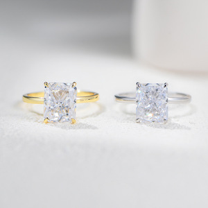 Collection de haute couture exquise SPJ, anneaux en argent sterling 925 avec zircone 5A de 4 carats 8*10 mm pour femmes, fiançailles - Product Image 2