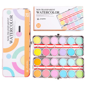 Ensemble de peinture à l'<span class=keywords><strong>aquarelle</strong></span> professionnelle non transparente de 24 couleurs avec boîte en métal pour le dessin en plein air, la peinture de voyage, les illustrateurs - Product Image 1