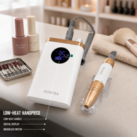 HOWYEA Perceuse à ongles sans fil 40000 tr/min manucure professionnelle Efile pour la maison et le salon avec six bandes de ponçage et forets