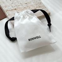 RUNWELL Sac cadeau recyclable en coton biologique et lin avec cordon de broderie personnalisé sérigraphié Petites pochettes pliantes pour bijoux