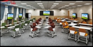Chaises pliantes modernes en métal pour étudiants universitaires, avec tablette d'écriture en plastique, idéales pour réunions et formations – Design simple et personnalisable - Product Image 6