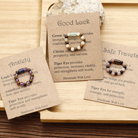 Lot de bagues extensibles en perles de cristal, améthyste, sodalite, quartz clair, pierres naturelles rectangulaires, cadeau unisexe de guérison