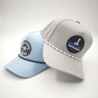 Haute qualité en gros personnalisé 5 panneau étanche Sport Gorras caoutchouc Patch Logo découpé au Laser trou chapeau Polyester corde casquette de Baseball