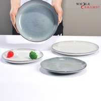 Vente en gros personnalisé 2024 16 20 60 pièces grès porcelaine assiette noire vaisselle dîner vaisselle ensemble restaurant utilisé