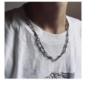 SC-<span class=keywords><strong>collar</strong></span> de llama <span class=keywords><strong>con</strong></span> <span class=keywords><strong>candado</strong></span> de servicio de seguridad para <span class=keywords><strong>hombre</strong></span>, <span class=keywords><strong>cadena</strong></span> de espinas de alambre gótico, estilo hip hop, a la moda, 2022 - Product Image 4