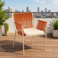 Chaise d'extérieur en corde tressée avec structure métallique, qualité commerciale, pour salle à manger, jardin et terrasse, vente en gros