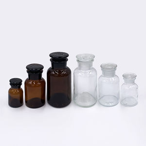 Bouteilles pharmaceutiques de laboratoire en verre ambré de forme ronde, sérigraphiées, avec bouchon en verre, 30 ml, 60 ml, 125 ml, 250 ml, 500 ml, 1000 ml - Product Image 1