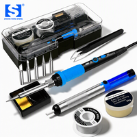 Kit de fer à souder 60W 200-450 ° Poignée de réglage de température en céramique à chauffage interne avec kit d'outils pour soudage de circuits imprimés
