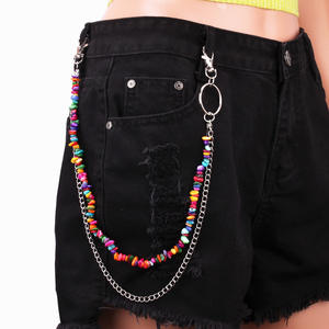 Cadena de cintura colorida con estrella de cinco puntas, de aleación de zinc, estilo playero, cadena corporal de un solo lazo, adorno retro para pantalones - Product Image 3