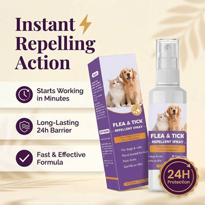 Spray anti-puces et tiques Natures Factory 100ml à base de plantes, tue les puces, les œufs, les larves, les tiques, les moustiques, pour chiens et chats, doux pour la peau - Product Image 4