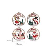 Adornos Navideños de Madera en Capas, Redondos y Huecos, con Diseño de Santa Claus y Muñeco de Nieve, para Colgar en el Árbol de Navidad