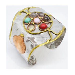 Bracelet en métal en laiton avec bijoux de mode en laiton faits à la main en inde pour Offre Spéciale Bracelets de manchette en pierre - Product Image 3