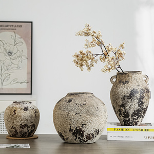 FANGSHENG <span class=keywords><strong>Grand</strong></span> <span class=keywords><strong>vase</strong></span> de sol rétro fait à la main en <span class=keywords><strong>terre</strong></span> <span class=keywords><strong>cuite</strong></span> rustique de style ferme <span class=keywords><strong>Vase</strong></span> de cristal de luxe pour la décoration de la maison de Pâques - Product Image 2