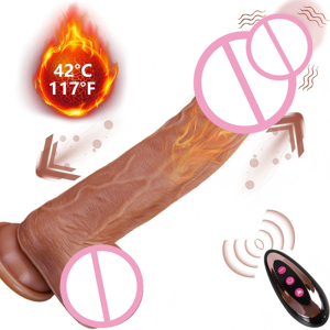 Juguete Sexual Femenino con Control Remoto/Aplicación, Consolador Grueso de Silicona Líquida, 9 Velocidades de Vibración, Telescópico, con Impacto y Calentable - Product Image 1