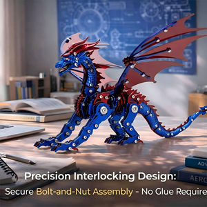 Modèle de dragon mécanique 3D steampunk en métal - <span class=keywords><strong>Puzzle</strong></span> pterosaure en acier inoxydable à monter soi-même pour adultes - Kit de plus de 300 pièces avec articulations mobiles - Product Image 5