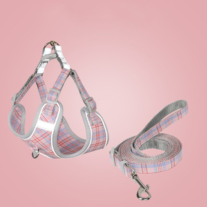 2022 new plaid dog leash vest chest straps set for small dogs cross-border distribution - Product Image 1