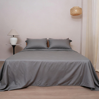 Parure de lit d'hôtel HFW Factory Direct 200 TC 100 % coton, teinte végétale, gris clair uni, écologique, drap plat et drap-housse