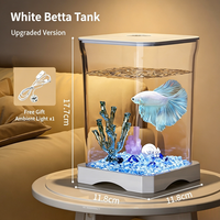 Magnifique mini aquarium de bureau, kit de démarrage, petit poisson rouge, poisson betta, lumière LED, réservoir en plastique acrylique personnalisé, utilisation domestique