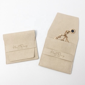 Petite Pochette d'Emballage Luxe en Microfibre, Imprimée Logo Personnalisé et Soie, Fermeture à Rabat, pour Bijoux Collier 7.5x7.5CM - Product Image 3