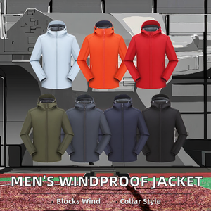 Veste universitaire pour homme automne-hiver – Couleur unie, col montant, fermeture éclair, coupe-vent, chaude, en toile, pour sports de plein air et tenue décontractée - Product Image 2