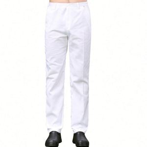 Pantalon de Chef Long Imprimé Blanc Moderne pour Uniforme de Serveur de Restaurant - Product Image 1