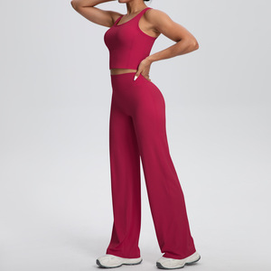 Conjunto Deportivo <span class=keywords><strong>Irun</strong></span> de 2 Piezas para Mujer: Top de Yoga y Pantalones Anchos de Gimnasio, Leggings Sin Costuras con Control de Abdomen y Alta Elasticidad, Ropa Deportiva Activa - Product Image 3