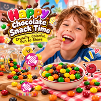 Vente en gros de mini-boîtes de fèves de chocolat personnalisées, emballage en boîte, couleur arc-en-ciel, coque croustillante, bonbons au chocolat au lait sucré