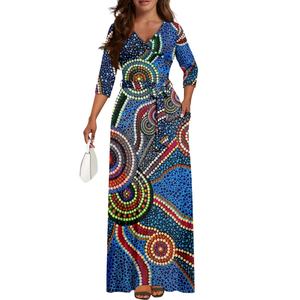 Mq = 1 कस्टम मूल शैली की सुंदर सुंदर सुंदर महिला v गर्दन की लंबी पोशाक पार्टी शाम की पोशाक प्रिंट - Product Image 1