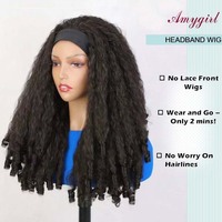 Perruques Afro Kinky Bouclées en Gros, Perruques Synthétiques de Haute Qualité, Pas Chères, Effet Rebondissant, Fabriquées à la Machine, avec Bandeau, pour Femmes Noires