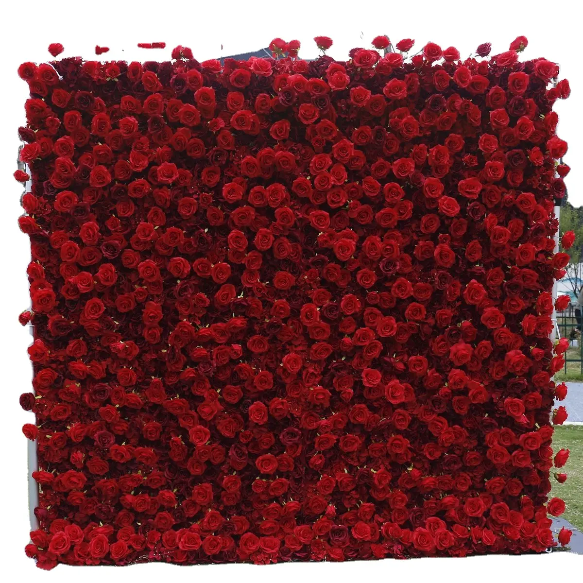 Wedding wall decor rose backdrop silk faux red flower wall salon artificial rose wall for party salon decor