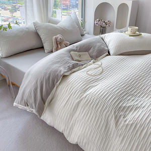 Ensemble de quatre pièces textiles neufs des fabricants Source's Frowled Yarn Bedding Three-Piece Bed Sheets - Product Image 2