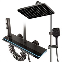 Sistema de Ducha Inteligente Digital LED de Lujo de Acero Inoxidable Montado en la Pared con Cabezal de Ducha Manual y Grifo Mezclador