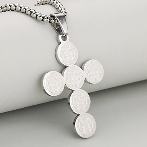 Collana con Pendente Croce di <span class=keywords><strong>San</strong></span> Benedetto in Acciaio Inossidabile, Gioiello Religioso Retrò per Uomo e Donna, Fede Cristiana Cattolica - Product Image 4