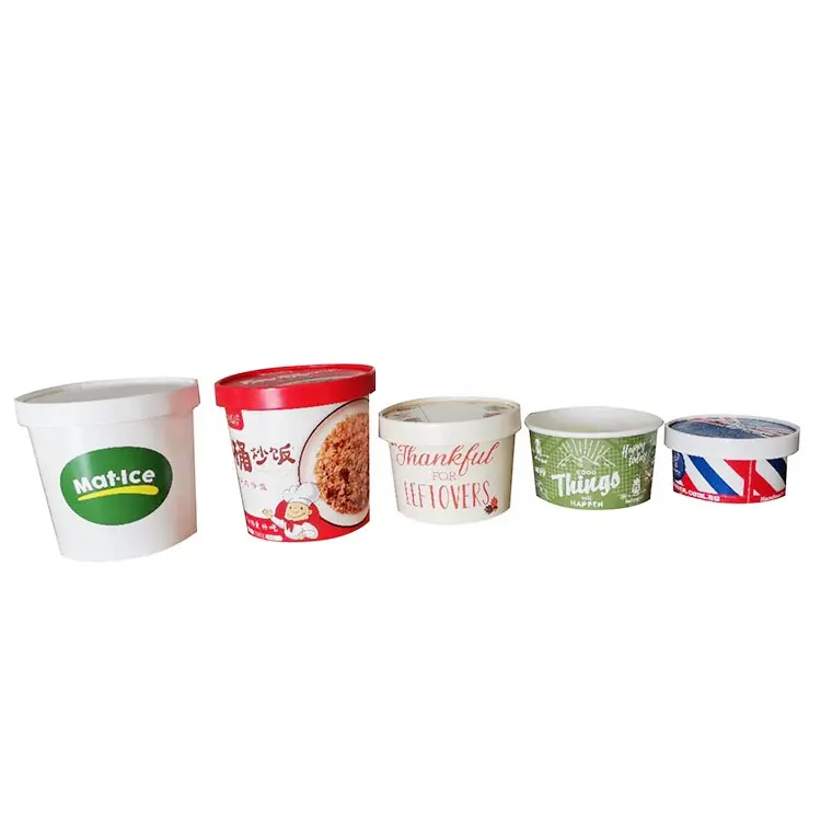 Hot cup eco disposable ice cream cup 300ml customize printed yogurt icecream container tub yogurt cup