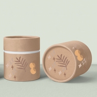 Boîte cylindrique rigide en papier kraft recyclable et écologique personnalisée avec gaufrage, fermeture magnétique et doublure en éponge pour poudre libre