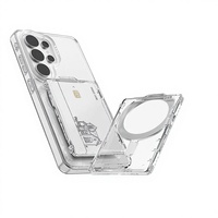 Portefeuille porte-cartes magnétique, pochette transparente en acrylique pour cartes de crédit avec aimants intégrés puissants pour l'arrière du téléphone portable