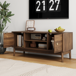 Mid-Century Modern Wood TV Stand for 35-39 Inch TVs with <b>Adjustable</b> Storage Living Room Entertainment Center - Product Image 4