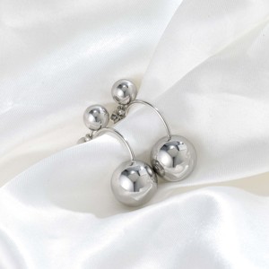 ต่างหูแบบห้อยชุบทองสแตนเลสสตีลแบบไม่ก่อให้เกิดอาการแพ้ 1 คู่ - ดีไซน์โค้งมนทันสมัยสำหรับงานแต่งงานและสวมใส่ลำลอง - Product Image 4